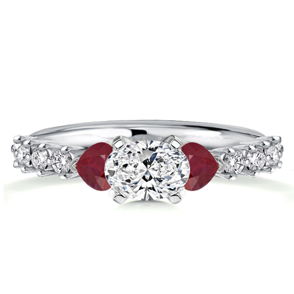 Unique engagement Rings - Unique East West Oval Cut Ruby Engagement Ring, Italo jewelry - Online Catalog
