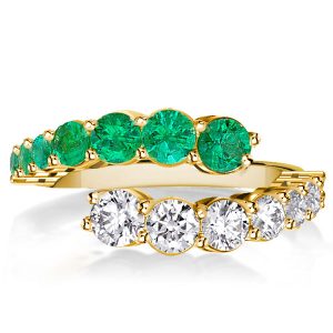 Anniversary band - Emerald Green Double Wave Ring Band Anniversary Ring, Wedding Bands - Apparel & Accessories, Italo jewelry - Online Catalog