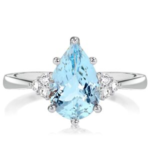 unique engagement rings - Italo Pear Cut Aquamarine Engagement Ring Promise Ring, Italo jewelry - Online Catalog
