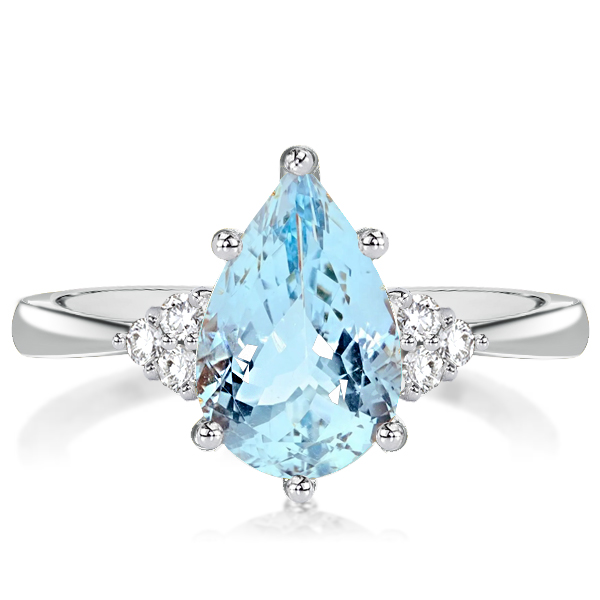 unique engagement rings - Italo Pear Cut Aquamarine Engagement Ring Promise Ring, Italo jewelry - Online Catalog