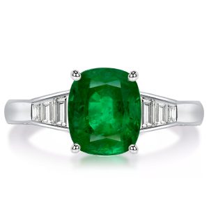 Unique rings - Cushion Cut Emerald Green Engagement Ring Promise Ring, Italo jewelry - Online Catalog