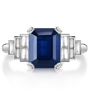 unique engagement rings - Unique Emerald Cut Blue Sapphire Engagement Ring Promise Ring, Italo jewelry - Online Catalog