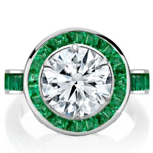 unique engagement rings - Halo Round Cut Emerald Engagement Ring Promise Ring, Italo jewelry - Online Catalog