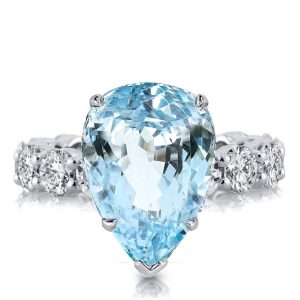 unique engagement rings - Aquamarine Pear Cut Unique Engagement Ring Promise Ring, Italo jewelry - Online Catalog