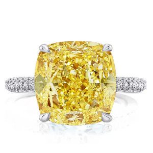 unique engagement rings - Yellow Topaz Hidden Halo Cushion Cut Engagement Ring, Italo jewelry - Online Catalog