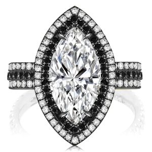 unique engagement rings - Italo Black Marquise White Sapphire Engagement Ring For Women, Italo jewelry - Online Catalog