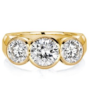 three stone engagement rings - Italo Bezel White Round Three Stone Engagement Ring For Women, Italo jewelry - Online Catalog