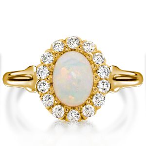 halo engagement rings - Italo Milgrain Opal Ring Vintage Halo Engagement Ring For Women, Italo jewelry - Online Catalog
