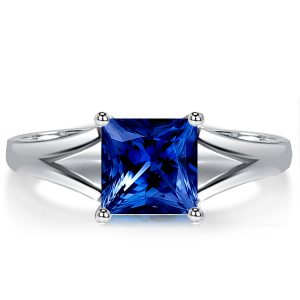 classic engagement rings - Italo Blue Sapphire Princess Cut Jessica Ring Engagement Ring, Italo jewelry - Online Catalog
