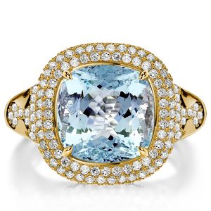 Unique rings - Italo Aquamarine Cushion Dripping Ring Engagement Ring For Women, Italo jewelry - Online Catalog