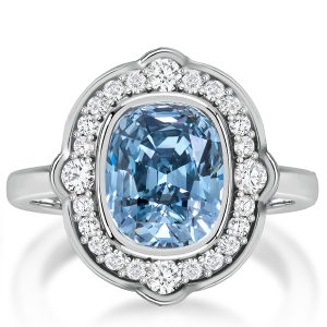 halo engagement rings - Italo Halo Blue Topaz Cushion Cut Vintage Ring Engagement Ring, Italo jewelry - Online Catalog