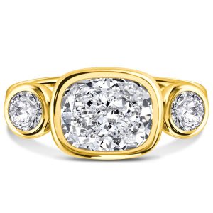 classic engagement rings - Italo Created White Sapphire Engagement Ring Cushion Cut Three Stone Engagement Ring, Italo jewelry - Online Catalog