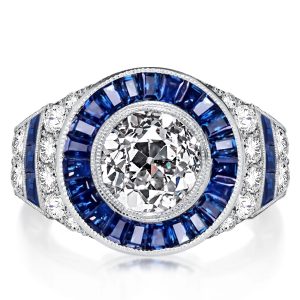 halo engagement rings - Italo Milgrain White Halo Ring Vintage Engagement Ring, Italo jewelry - Online Catalog
