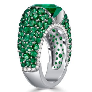 unique engagement rings - Italo Unique Cushion Emerald Ring Emerald Chunky Ring, Italo jewelry - Online Catalog