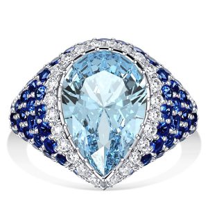 Unique engagement Rings - Italo Aquamarine Ring Pear Cut Engagement Ring For Women, Italo jewelry - Online Catalog