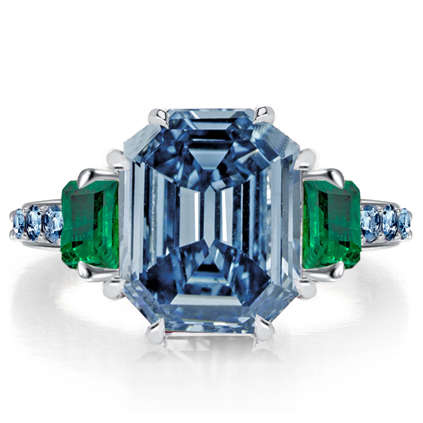 Unique rings - Italo Unique 3 Stone Blue Topaz Engagement Ring Promise Ring, Italo jewelry - Online Catalog