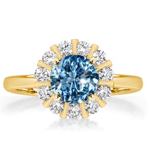 halo engagement rings - Italo Blue Topaz Cluster Ring Vintage Engagement Ring, Italo jewelry - Online Catalog