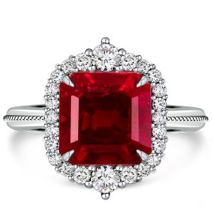 halo engagement rings - Italo Ruby Ring Halo Engagement Ring For Women Vintage, Italo jewelry - Online Catalog