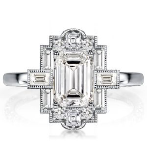 Unique rings - Italo Emerald Cut Ring Vintage Engagement Ring In 925 Silver, Italo jewelry - Online Catalog