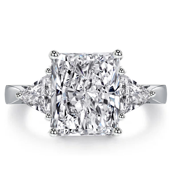 three stone engagement rings - Italo Radiant Cut 3 stone Engagement Ring In Sterling Silver, Italo jewelry - Online Catalog