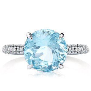 Halo Engagement Rings - Italo Aquamarine Ring Hidden Halo Engagement Ring For Women, Italo jewelry - Online Catalog