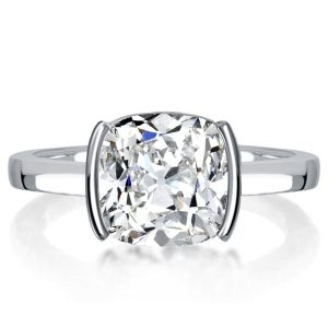 classic engagement rings - Italo Half-Bezel Cushion Cut Engagement Ring Solitaire, Italo jewelry - Online Catalog