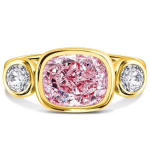 three stone engagement rings - Italo Pink Ring Cushion Cut 3 Stone Engagement Ring, Italo jewelry - Online Catalog
