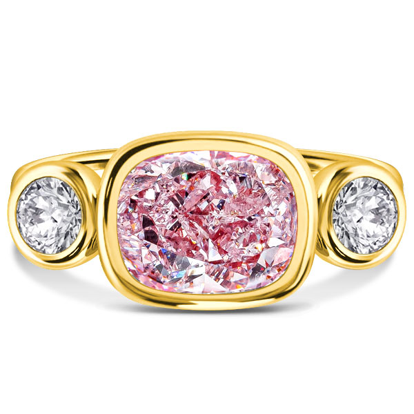 three stone engagement rings - Italo Pink Ring Cushion Cut 3 Stone Engagement Ring, Italo jewelry - Online Catalog
