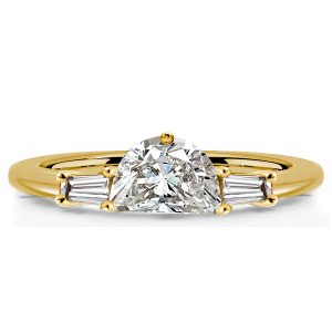 classic engagement rings - Italo Half Moon Ring 3 Stone Engagement Ring For Women, Italo jewelry - Online Catalog