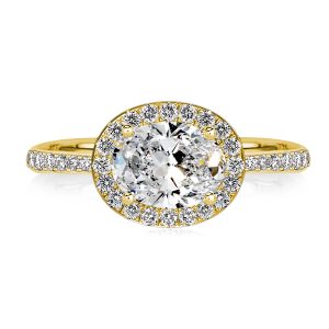 Unique rings - Italo Oval Cut Halo Unique East West Engagement Ring, Italo jewelry - Online Catalog