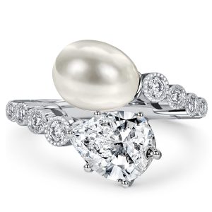 Unique rings - Italo Pear Cut Bypass Ring Pearl Engagement Ring Vintage, Italo jewelry - Online Catalog