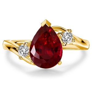 three stone engagement rings - Italo Golden Pear Cut Garnet Ring Three Stone Engagement Ring, Italo jewelry - Online Catalog