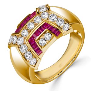 unique engagement rings - Italo Channel Set Ruby Ring Golden Vintage Dome Ring, Italo jewelry - Online Catalog