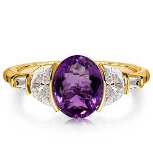 Unique rings - Italo Golden Amethyst Ring Crescent Engagement Ring For Women, Italo jewelry - Online Catalog