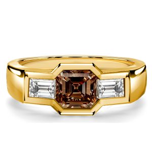 three stone engagement rings - Italo Golden Brown Sapphire Asscher Cut 3 Stone Engagement Ring, Italo jewelry - Online Catalog