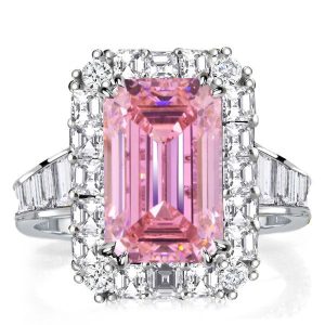 halo engagement rings - Italo Pink Ring Emerald Cut Engagement Ring Halo Ring, Italo jewelry - Online Catalog