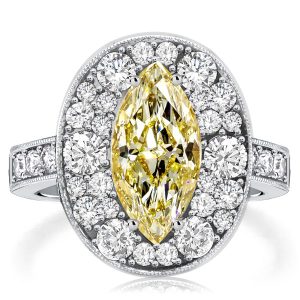 Unique rings - Italo Yellow Topaz Marquise Cut Halo Engagement Ring, Italo jewelry - Online Catalog