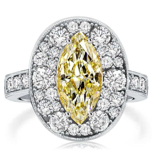 unique engagement rings - Italo Yellow Topaz Marquise Cut Halo Engagement Ring, Italo jewelry - Online Catalog