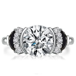 unique engagement rings - Italo Half Bezel Round Cut Engagement Ring For Women, Italo jewelry - Online Catalog