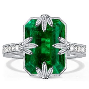 unique engagement rings - Italo Nature Inspired Emerald Green Leaf Engagement Ring, Italo jewelry - Online Catalog