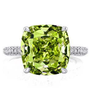 unique engagement rings - Italo Hidden Halo Peridot Cushion Cut Micro Pave Engagement Ring For Women, Italo jewelry - Online Catalog