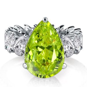 Unique rings - Italo Unique Peridot Pear Shaped Engagement Ring, Italo jewelry - Online Catalog