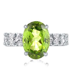 classic engagement rings - Italo Hidden Halo Peridot Oval Cut Engagement Ring, Italo jewelry - Online Catalog