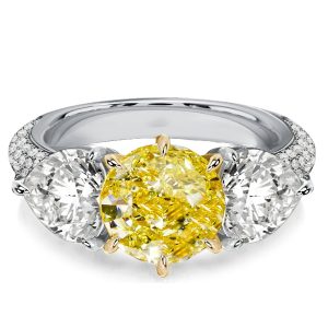 three stone engagement rings - Italo Two Tone 3 Stone Yellow Topaz Sterling Silver Rings, Italo jewelry - Online Catalog
