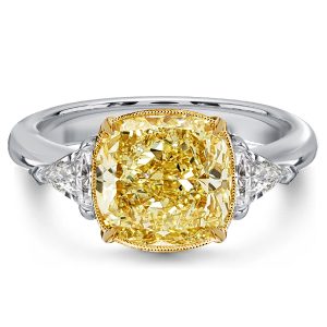 three stone engagement rings - Italo Cushion Cut Yellow Topaz 3 Stone Sterling Silver Rings, Italo jewelry - Online Catalog