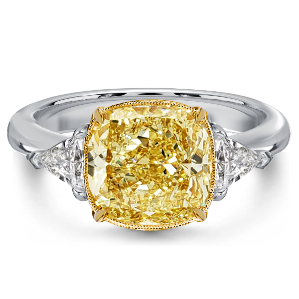 three stone engagement rings - Italo Cushion Cut Yellow Topaz 3 Stone Sterling Silver Rings, Italo jewelry - Online Catalog