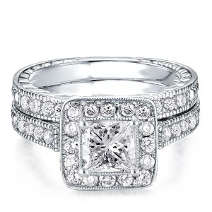 bridal sets - Italo Halo Created White Sapphire Bridal Set, Italo jewelry - Online Catalog