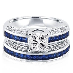 bridal sets - Italo Princess Cut Engagement Ring Set Silver Bridal Set, Italo jewelry - Online Catalog