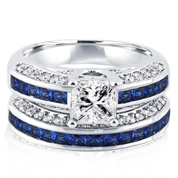 bridal sets - Italo Princess Cut Engagement Ring Set Silver Bridal Set, Italo jewelry - Online Catalog