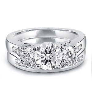 bridal sets - Three Stone Created White Sapphire Bridal Set, Italo jewelry - Online Catalog